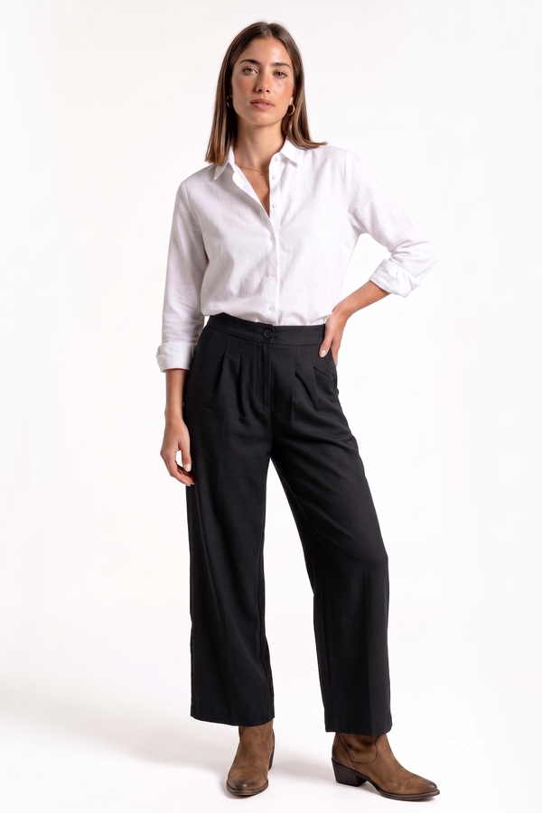 PANTALONE AMPIO CON PINCES FIORENZA AMADORI YV349