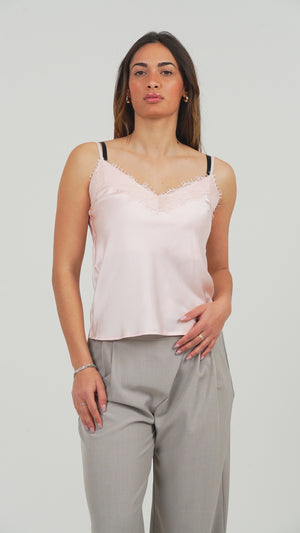 TOP DONNA IN RASO CON PIZZO FIORENZA AMADORI T1563F28