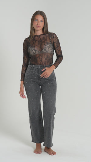 JEANS WIDE DONNA CON STRASS FIORENZA AMADORI WH-3187