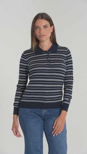 POLO DONNA RIGHE MANICA LUNGA FIORENZA AMADORI 6257