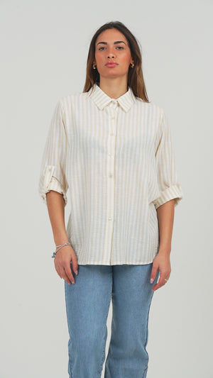 CAMICIA DONNA RIGATA MANICA TRE QUARTI FIORENZA AMADORI 25043