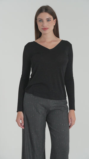 MAGLIA DONNA IN LUREX SCOLLO V FIORENZA AMADORI M1475