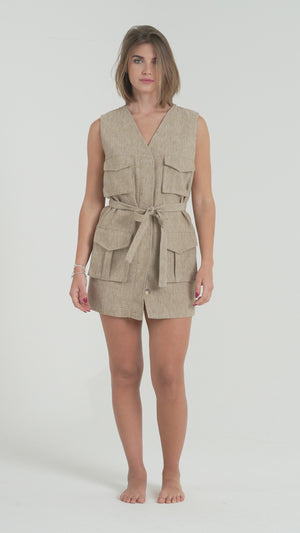 MINI DRESS SMANICATO EFFETTO LINO FIORENZA AMADORI FM261195