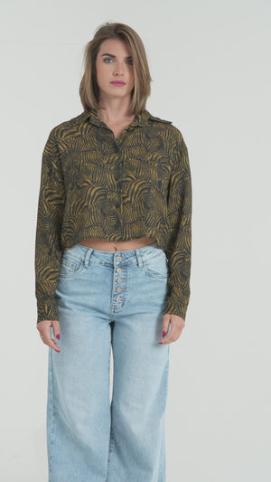 CAMICIA CROP ANIMALIER FIORENZA AMADORI FM261256